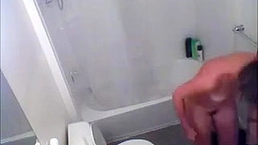 Mom gets caught on tape masturbating in the shower before work