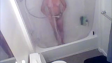 Mom gets caught on tape masturbating in the shower before work