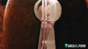 Peeping through the keyhole at my mom taking a shower Peeping through the keyhole at my mom taking a shower