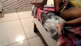 Beautiful and busty Desi bhabhi with a tight pussy fucks with her dildo