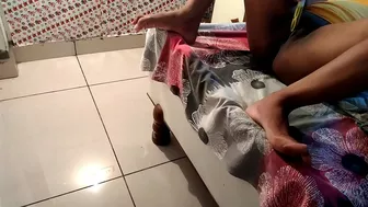 Beautiful and busty Desi bhabhi with a tight pussy fucks with her dildo