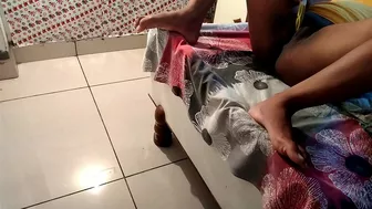 Beautiful and busty Desi bhabhi with a tight pussy fucks with her dildo