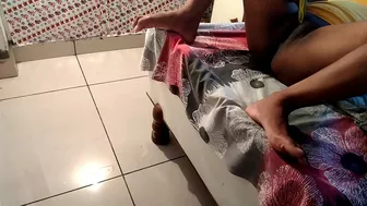 Beautiful and busty Desi bhabhi with a tight pussy fucks with her dildo