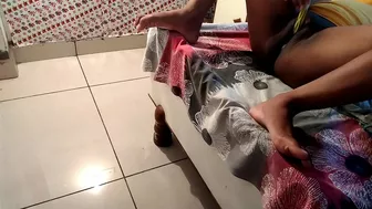 Beautiful and busty Desi bhabhi with a tight pussy fucks with her dildo