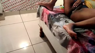 Beautiful and busty Desi bhabhi with a tight pussy fucks with her dildo