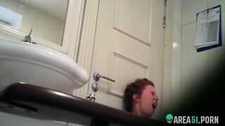 Naive mom caught masturbating on hidden cam after taking piss on pan