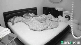 Hidden cam caught mom masturbating she only has a few minutes sleeping