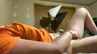 Hidden cam caught my spoiled mom masturbating on bed after work