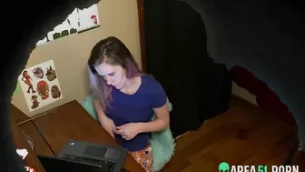 Hidden cam in my kinky sister bed room caught her masturbates