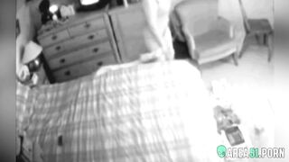 My cock hungry mom masturbating in the bedroom on hidden cam