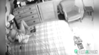 My cock hungry mom masturbating in the bedroom on hidden cam