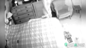 My cock hungry mom masturbating in the bedroom on hidden cam