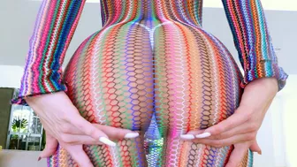 Chesty cougar in fishnet outfit demonstrates XXX boobs and sweet pussy Chesty cougar in fishnet outfit demonstrates XXX boobs and sweet pussy