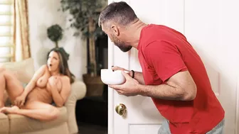 Wife CAUGHT MASTURBATION, husband spies and jerks off