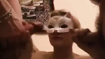 Crazy homemade XXX incest, daddy and his buddy fuck daughter