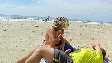 I caught a mutual masturbation kinky couple on a public beach