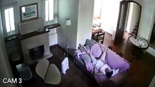 Mom thinks she's at home alone, hidden cam caught her masturbation