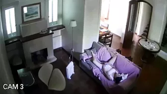 Mom thinks she's at home alone, hidden cam caught her masturbation