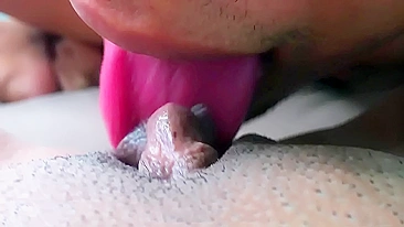 Close up big clit erection wet pussy licking XXX video