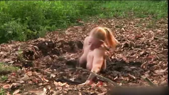 Busty MILF enjoys BDSM humiliation and nearly drowns in mud Busty MILF enjoys BDSM humiliation and nearly drowns in mud