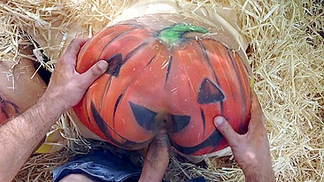 Married guy finds XXX pumpkins and fucks them from behind in turn