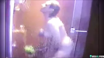 Spy cam caught wife quick morning masturbation with a jet of water