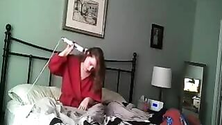 Wife has a headache, she decided to masturbate and caught on hidden camera