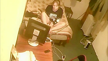 Spy camera caught nerdy sister masturbate to the place of doing lessons