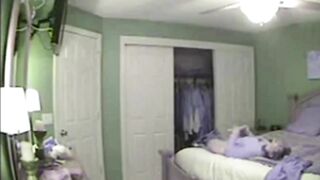 Hidden camera caught chubby housewife masturbating in the bedroom