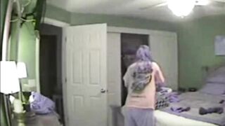 Hidden camera caught chubby housewife masturbating in the bedroom