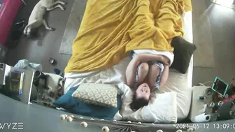 Hot MILF lies in the bed and gets caught masturbating under blanket