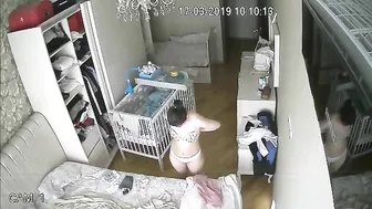 Sexy cutie babysitter caught masturbating on hidden cam while changing clothes