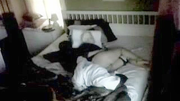 Perverted mom caught masturbating while relaxing solo on the bed