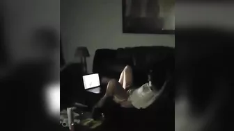 Fucking on screen makes mom get caught masturbating through the door