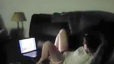 Fucking on screen makes mom get caught masturbating through the door
