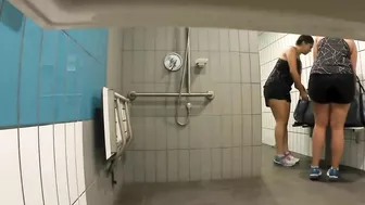After training chubby mom gets caught masturbating in public shower