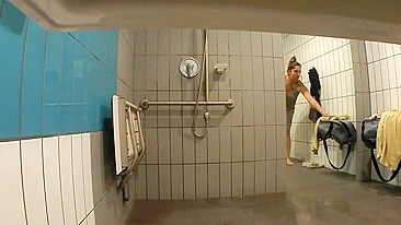 After training chubby mom gets caught masturbating in public shower