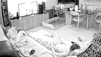 Sister caught masturbating in the living room while watching TV