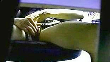 Nice footage of amateur mom caught masturbating under the table