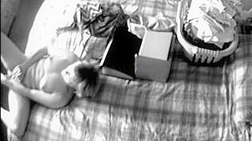 Mature wife caught masturbating on the bed where she rubs own clit