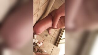 Wife caught masturbating in the bath where she hides from husband