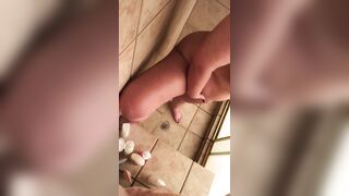 Wife caught masturbating in the bath where she hides from husband