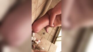 Wife caught masturbating in the bath where she hides from husband