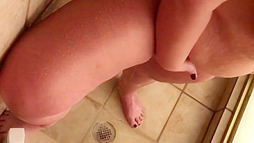 Wife caught masturbating in the bath where she hides from husband