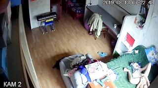 Blonde mom caught masturbating being completely alone in apartment