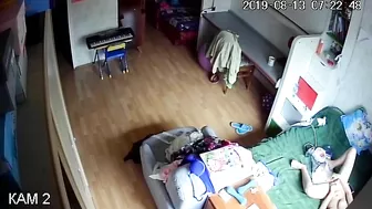 Blonde mom caught masturbating being completely alone in apartment