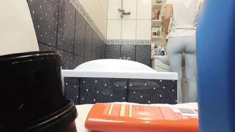 Slender sister caught masturbating on hidden cam installed in bath