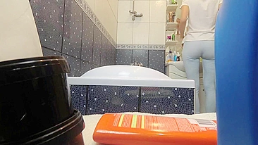 Slender sister caught masturbating on hidden cam installed in bath