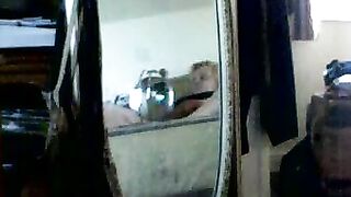 Blond mom caught masturbating by guy who uses mirror to spy on her