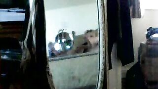 Blond mom caught masturbating by guy who uses mirror to spy on her